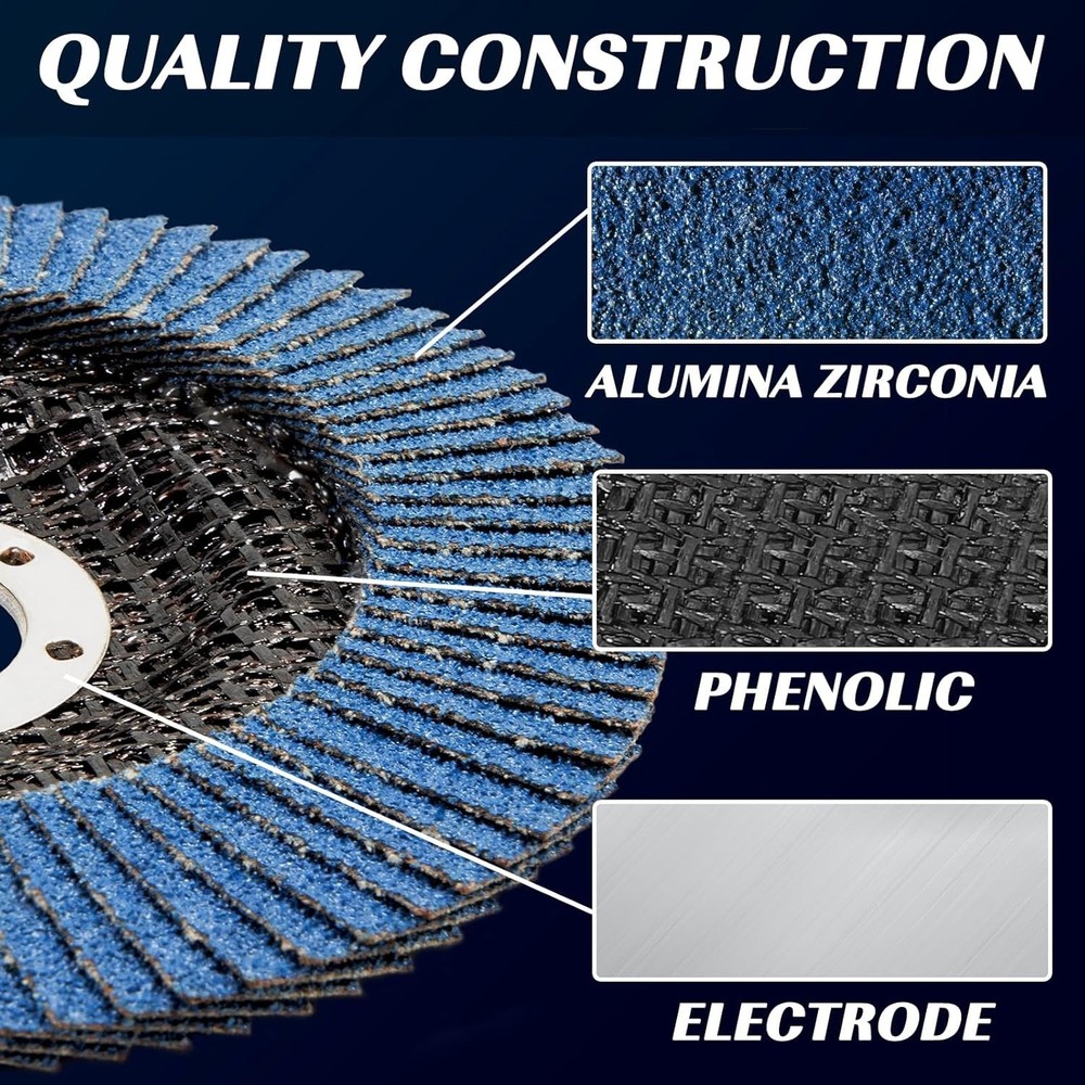 High-Performance 4.5" Flap Discs - 14-Pack Grit 40 Zirconia for Angle Grinders