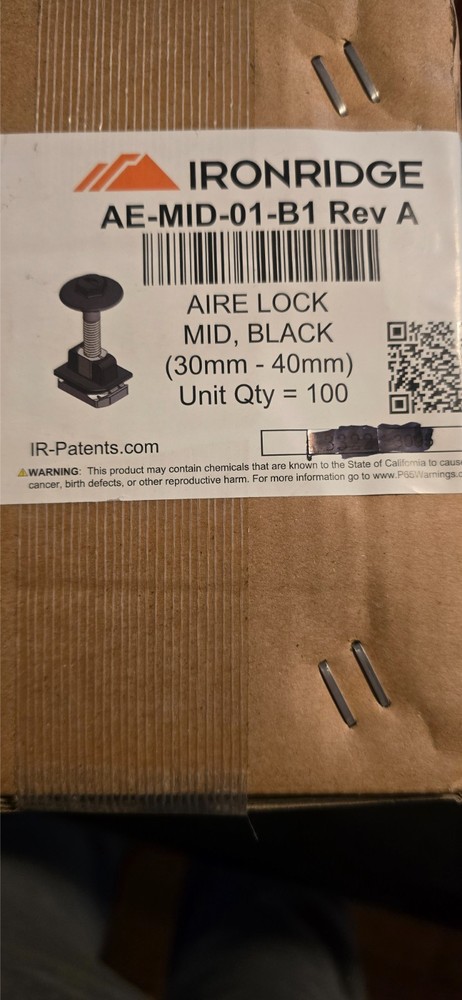 Ironridge Aire Lock Mid box of 100