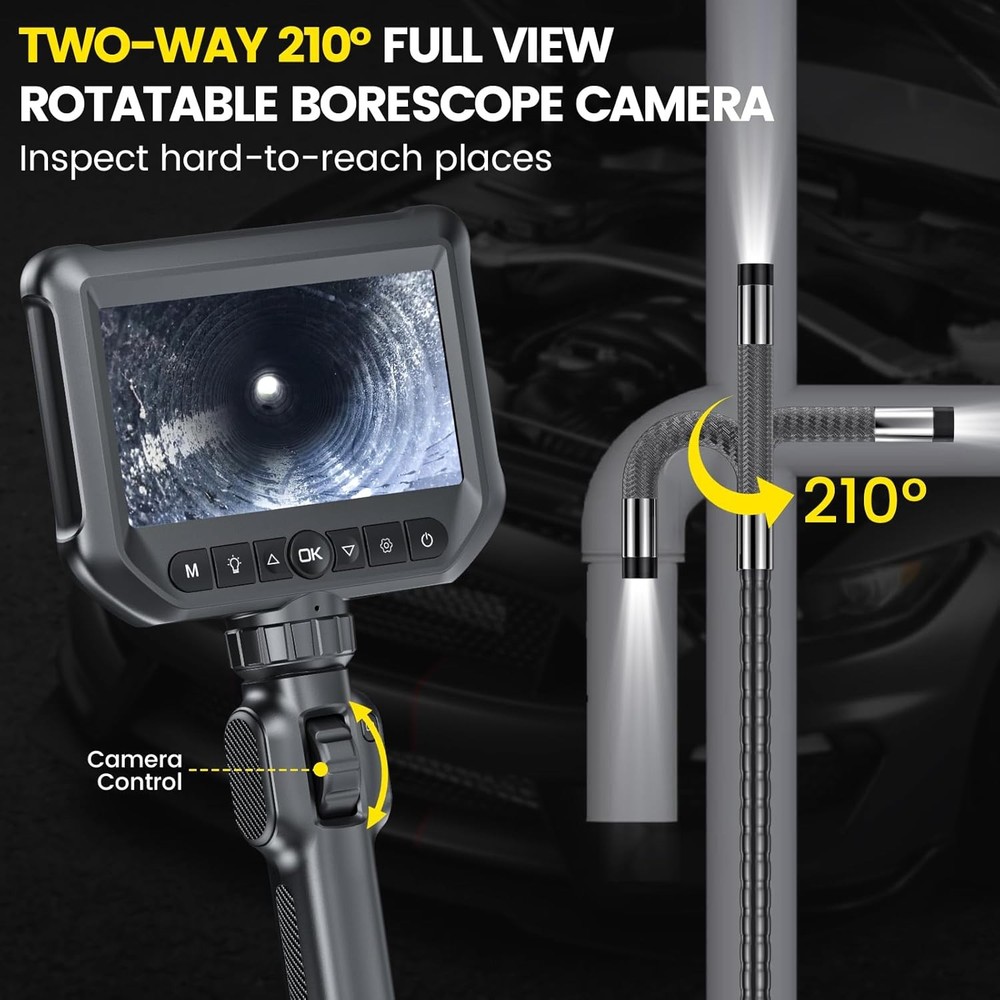 Two-Way Articulating Borescope Camera With Light IPS 1080P HD Screen Endoscope