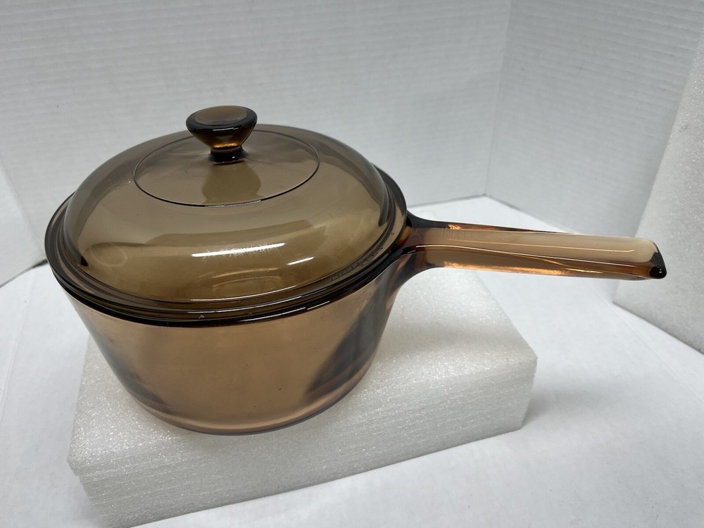 Corning Pyrex Visionware Amber Glass Saucepan + Lid