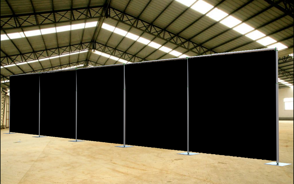 QUICK BACKDROP KIT 10 FT TALL x 10 FT - 50 FT WIDE PIPE WITH DRAPE(BLACK DRAPES)
