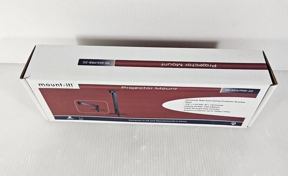 NEW Mount-it, MI-604/PRB-2G, Projector Mount Ceiling & Wall Mount 44 Lbs Max