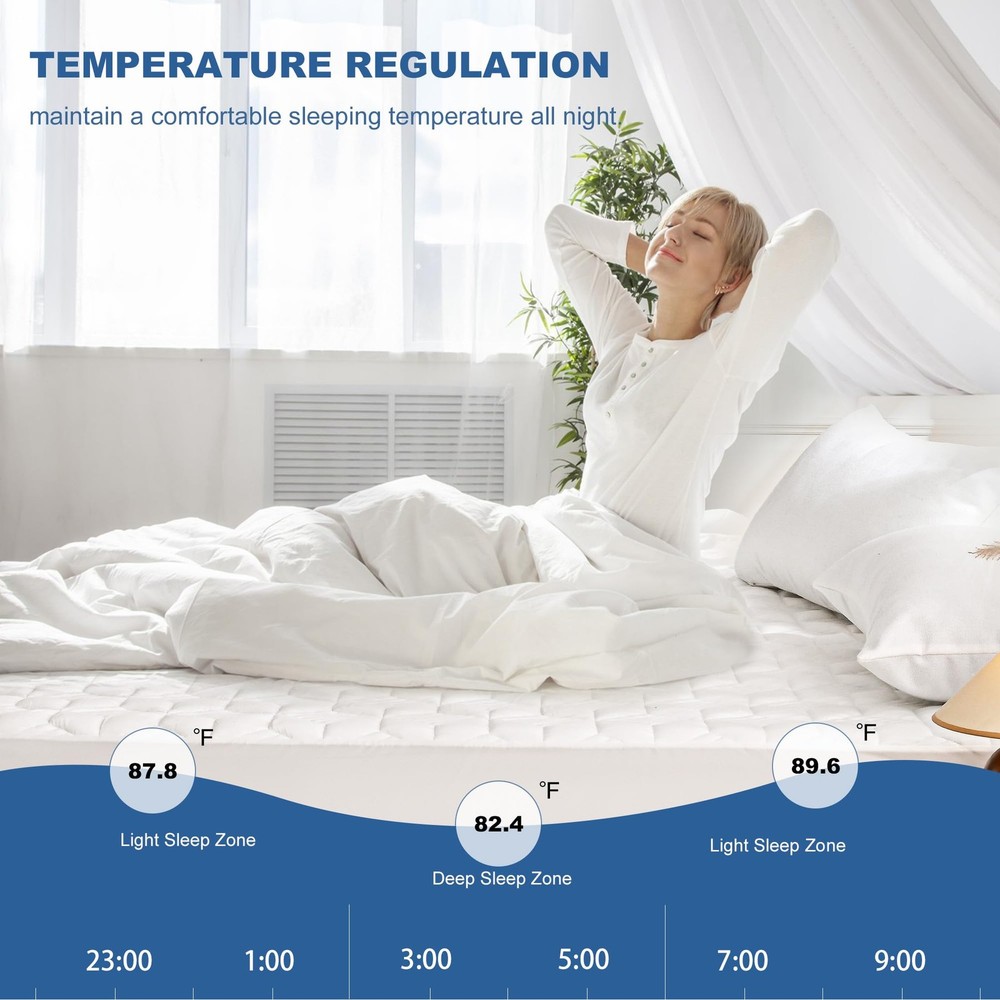 Waterproof Mattress Protector Queen, Rayon Bamboo Mattress Protector Cooling ...