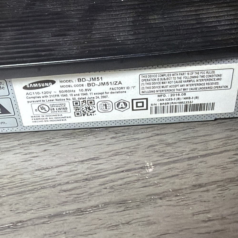Samsung Blu-ray DVD Player Tested No Remote - BD-JM51