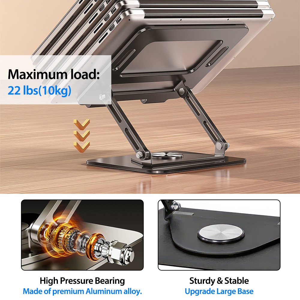 Ergonomic Laptop Riser Holder Stand Foldable Adjustable w/ 360° Rotating Bracket