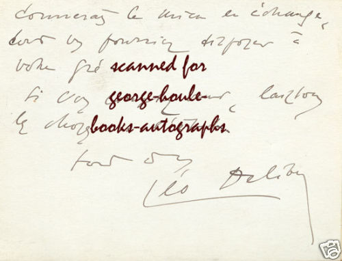 LEO DELIBES~ SIGNED- HANDWRITTEN LETTER~ COMPOSER- BALLET - OPERAS