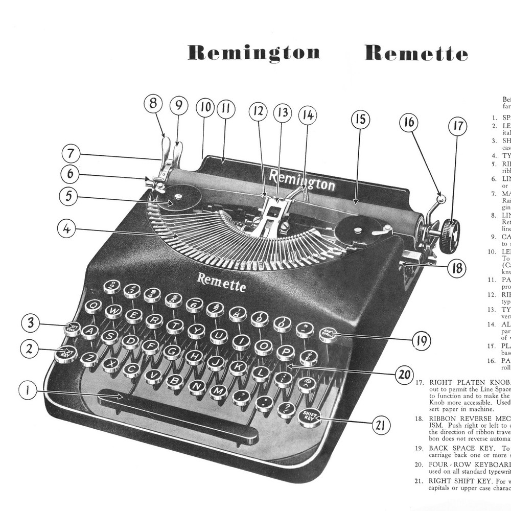Remington Deluxe Junior Portable Typewriter Instruction User Manual Guide Book