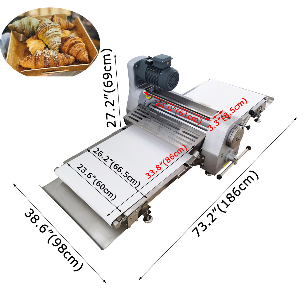 23.6" Commercial Dough Sheeter Machine  Dough Press Roller Machine for Croissant
