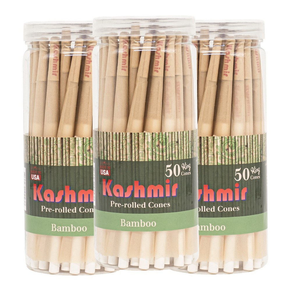 Bamboo King Size Pre Rolled Cones 50 Ct Rolling Paper Cones W/Filter Tip-3 pack