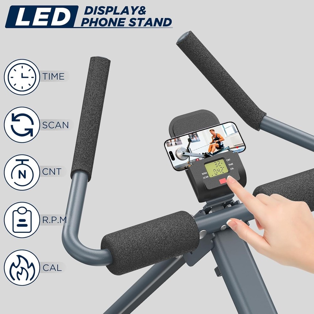 4-in-1 Rowing Machine, Ab Machine – Foldable Full Body Workout Equipment with...