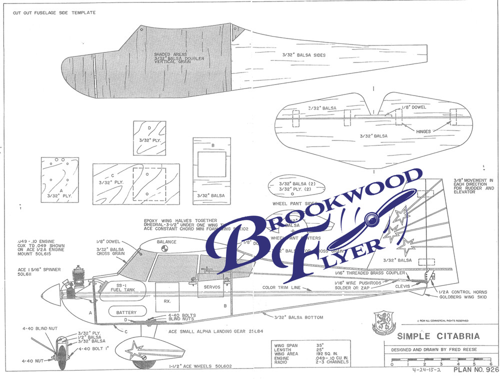 SIMPLE CITABRIA RC PLAN + CONSTRUCTION ARTICLE for Ace Foam Wing Model Airplane