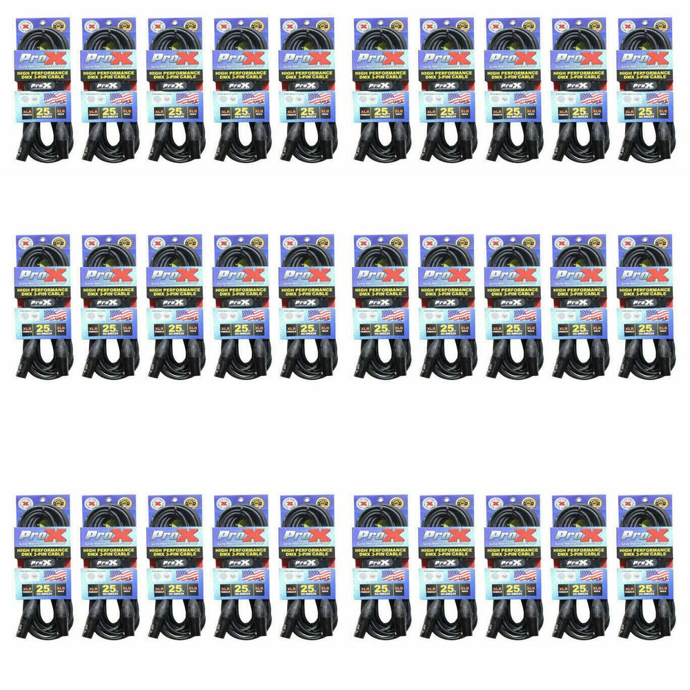 30  Prox 3 Pin DMX Cables High Performance 25 ft