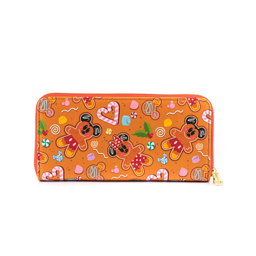 Gingerbread Mickey And Minnie Mouse Zip Around Wallet