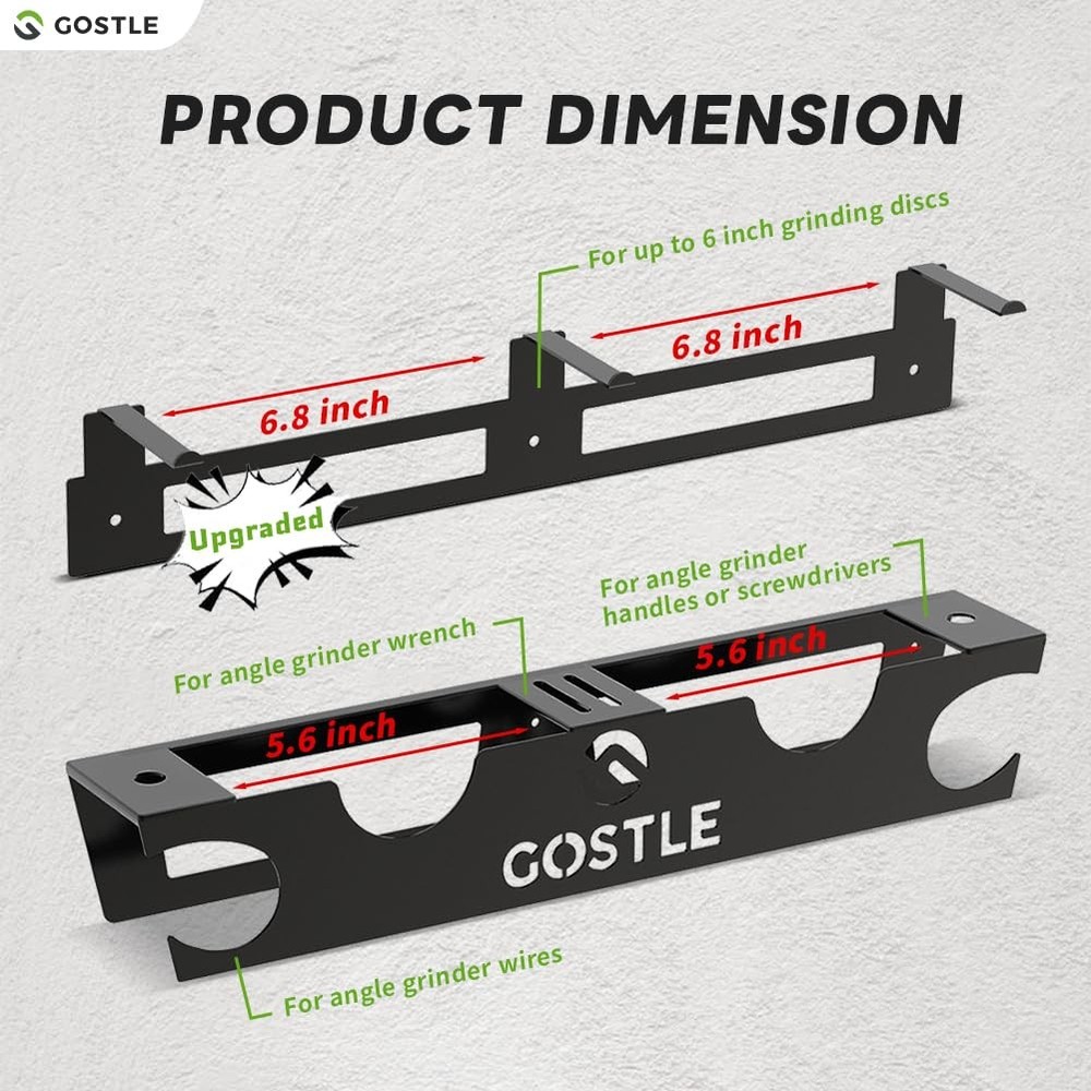 2 Bay Angle Grinder Holder with Discs Hook Rack, Grinders Power Tools Holder ...