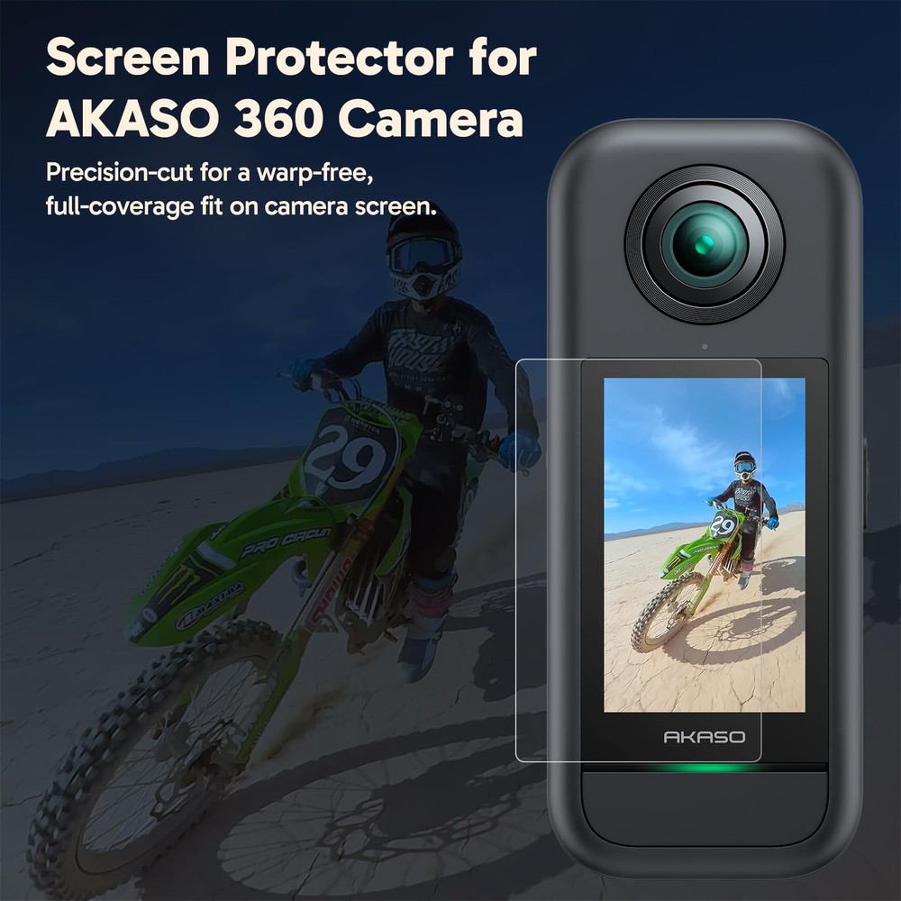 AKASO Screen Protector 360 Camera (2 Pack), Tempered Glass LCD Transparent