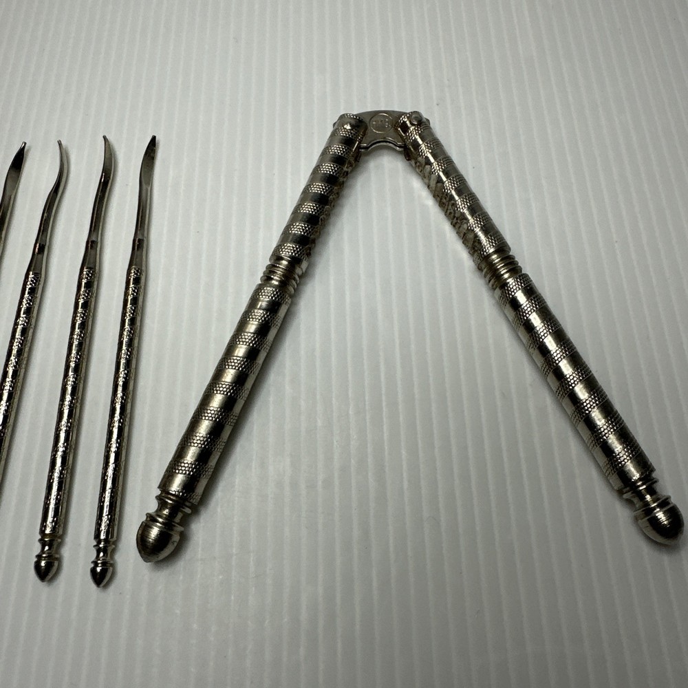Vtg HMO Metal Nut Cracker & Shell Picks(5) set