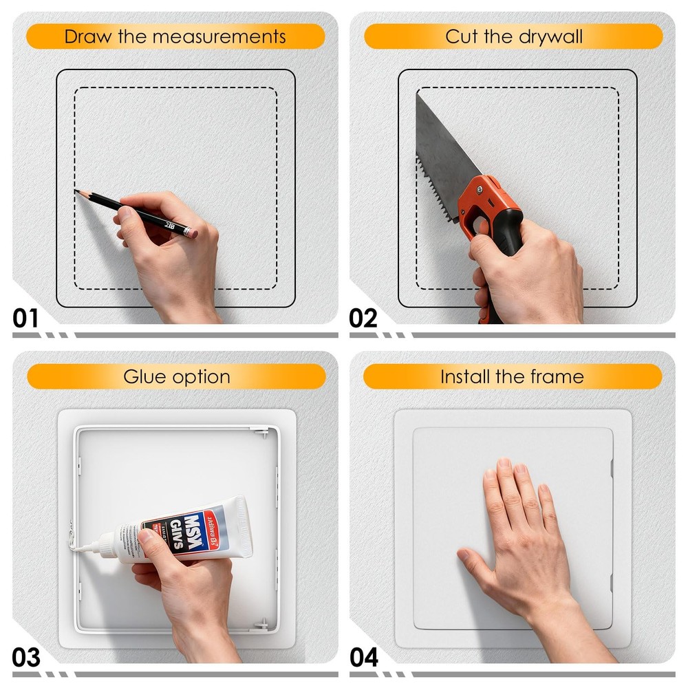 Plumbing Access Panel for Drywall Ceiling 8 x 8 Inch Reinforced Plastic Wall ...