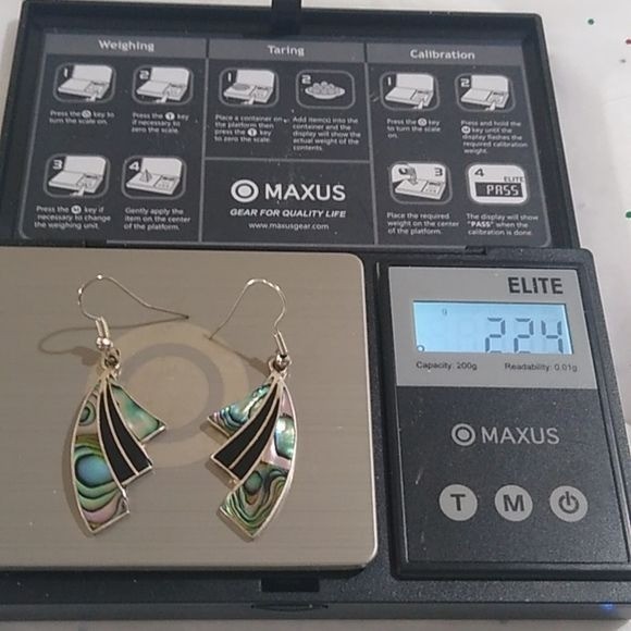 Alpaca Silver + Abalone Dangle Earrings, Mexico