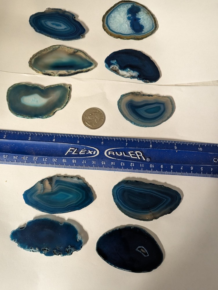 1 large thin agate slice per lot green / blue