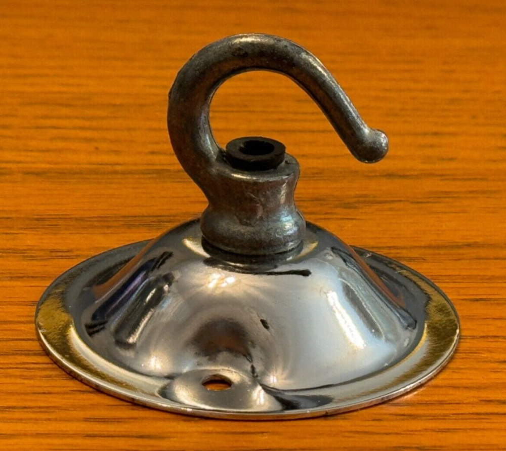 VINTAGE CHROME CHANDELIER CEILING ROSE WITH HOOK