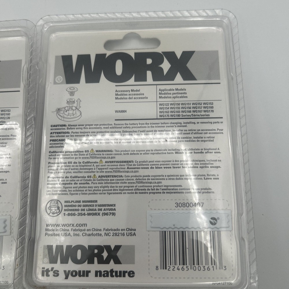 Two 2 pack Genuine WORX WA0004 Replacement Spool Line. E1