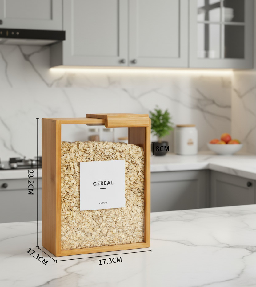 Bamboo Wooden Cereal Container with Window