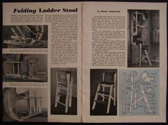 Folding Step Ladder Stool 1943 HowTo Build PLANS