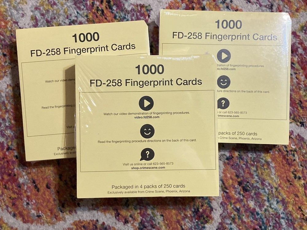 1000 FD-258 Fingerprint Cards