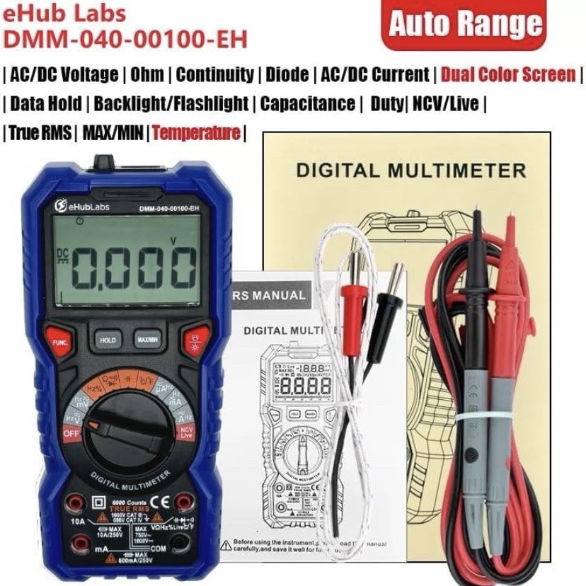 Digital Multimeter TRMS 6000 fast auto range voltmeter Current Resistance CATIII