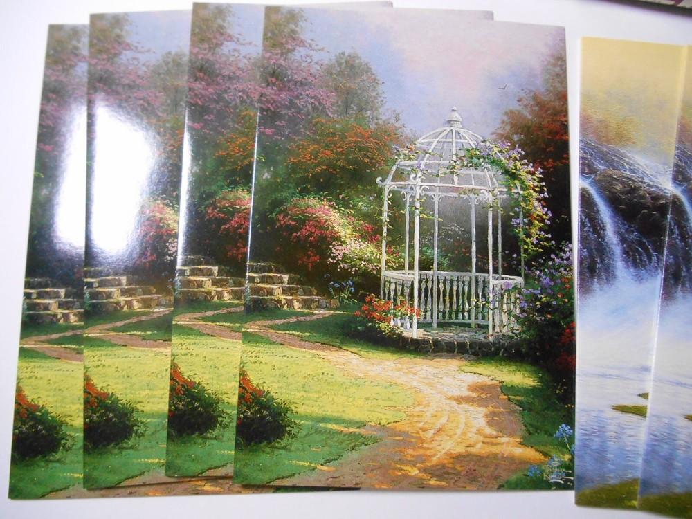 Vintage Thomas Kinkade 9 GAZEBOZ Notecards, Scripture Inside - 2 Designs