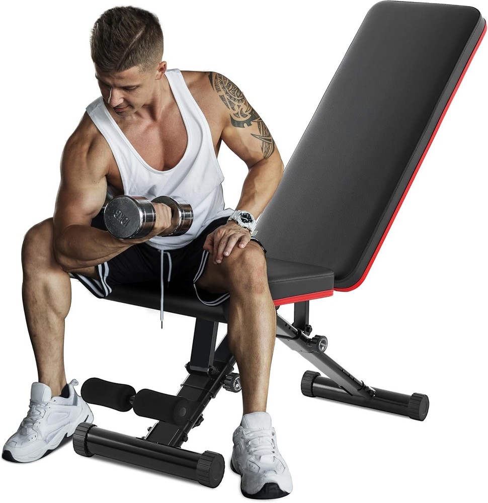 Adjustable Weight Bench Full Body Strength Training Foldable Workout Bench W/