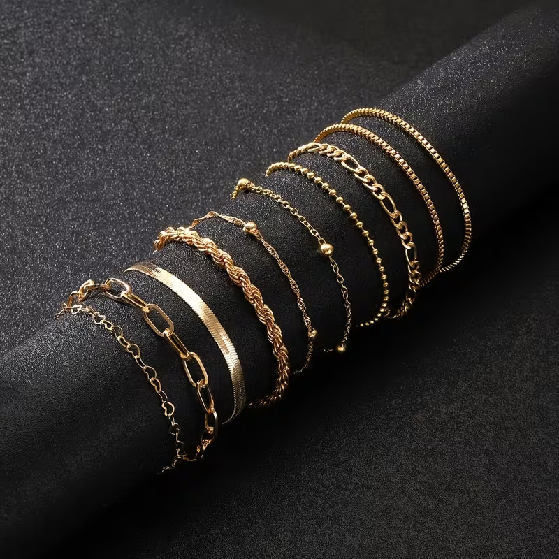 Set Of 10 Pieces Women Stackable Bracelets