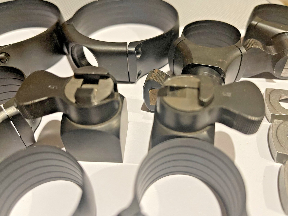 GERMAN RECKNAGEL RIFLE SCOPE OBJECTIVE CLAW MOUNTS QUICK RELEASE UNUSED CUSTOM