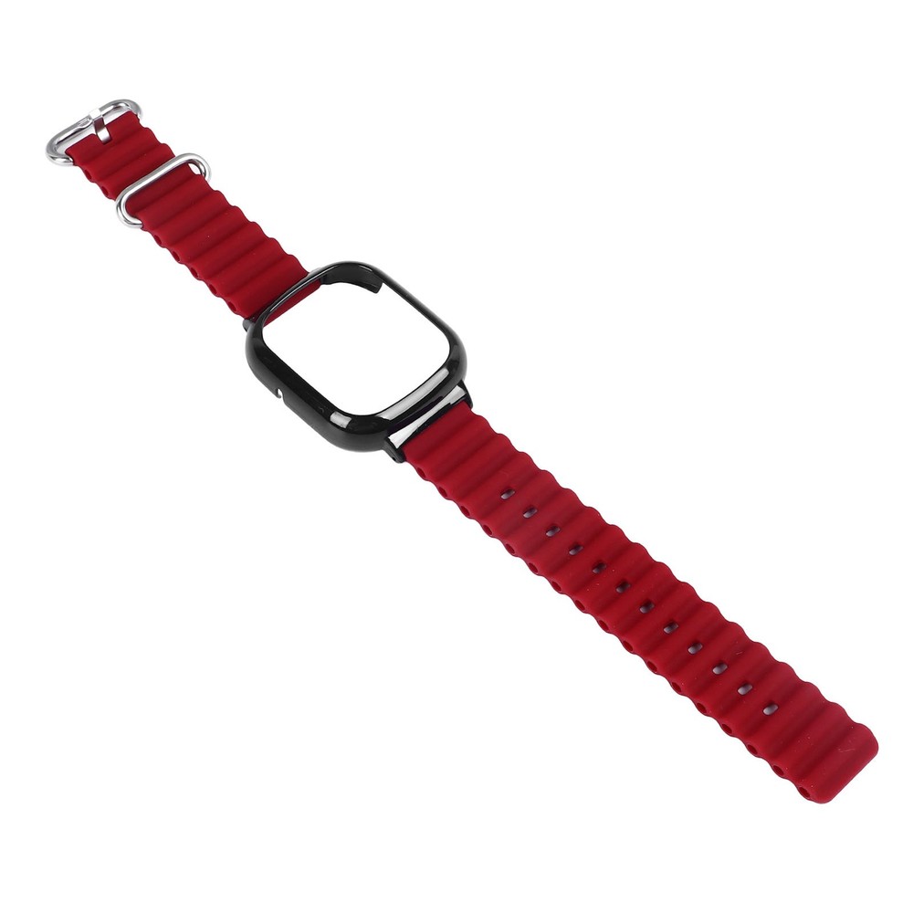 Watch Silicone Strap With Built In PC Case Adjustable Wristband (Wine Red )