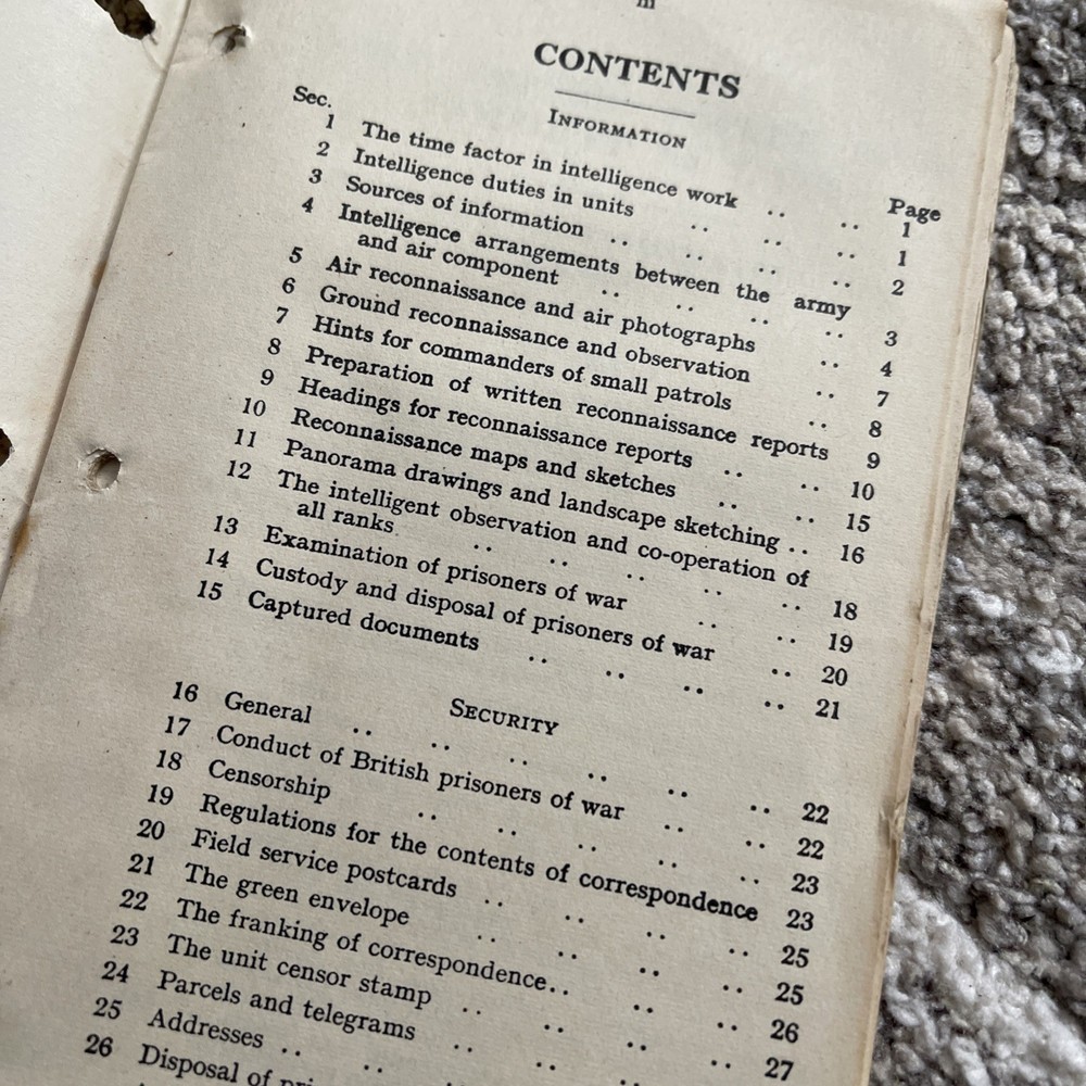WW2 Field Service Pocket Book No.3 Intelligence Information & Security - 1939