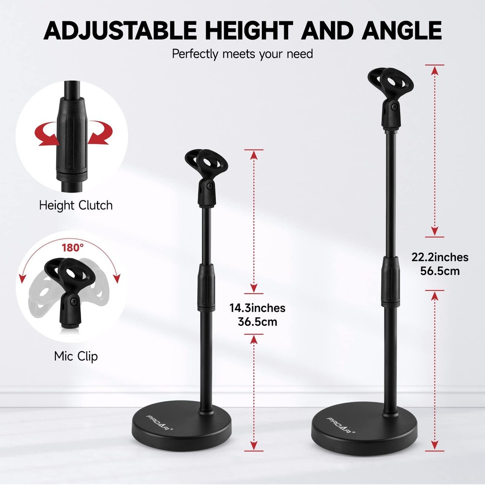 Microphone Stand Desk Adjustable Desktop Microphone Stand with Boom Arm Upgra...