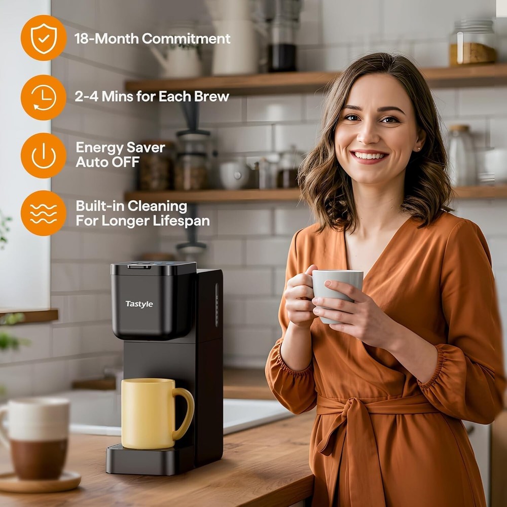 Versatile Coffee Maker for K-Cups and Tea - Compact, Splash-proof, 4 Brew Styles