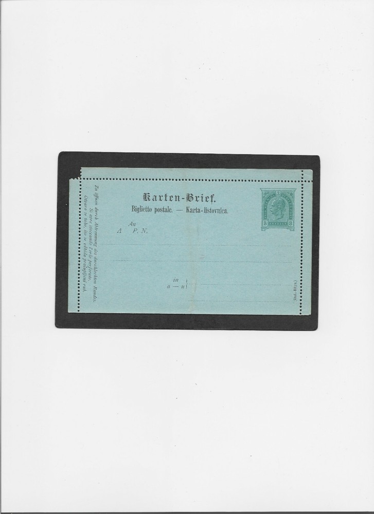 AUSTRIA  "Letter Card"   UNUSED  3 Kreuzer value