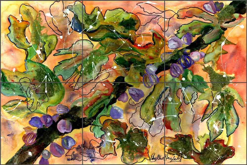 Fig Tile Backsplash Phyllis Neufeld Kitchen Fruit Art Ceramic Mural PNA011