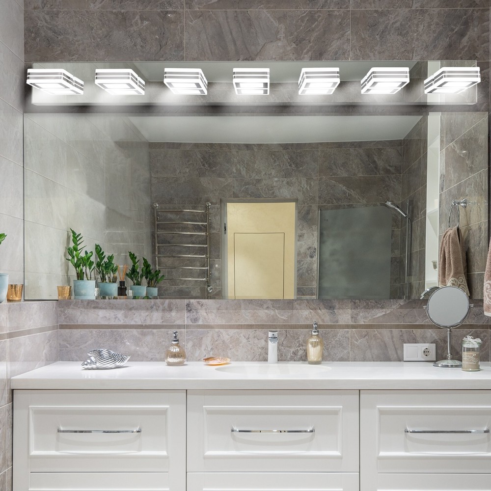 7 Square Lights Modern LED Vanity Wall Lamp Bathroom Mirror-Front Lamp