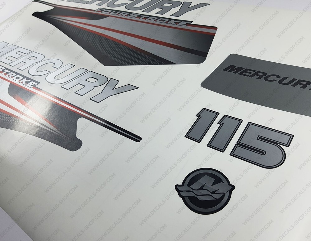 Mercury 115 hp Four Stroke 2013-2017 RED outboard engine decals sticker