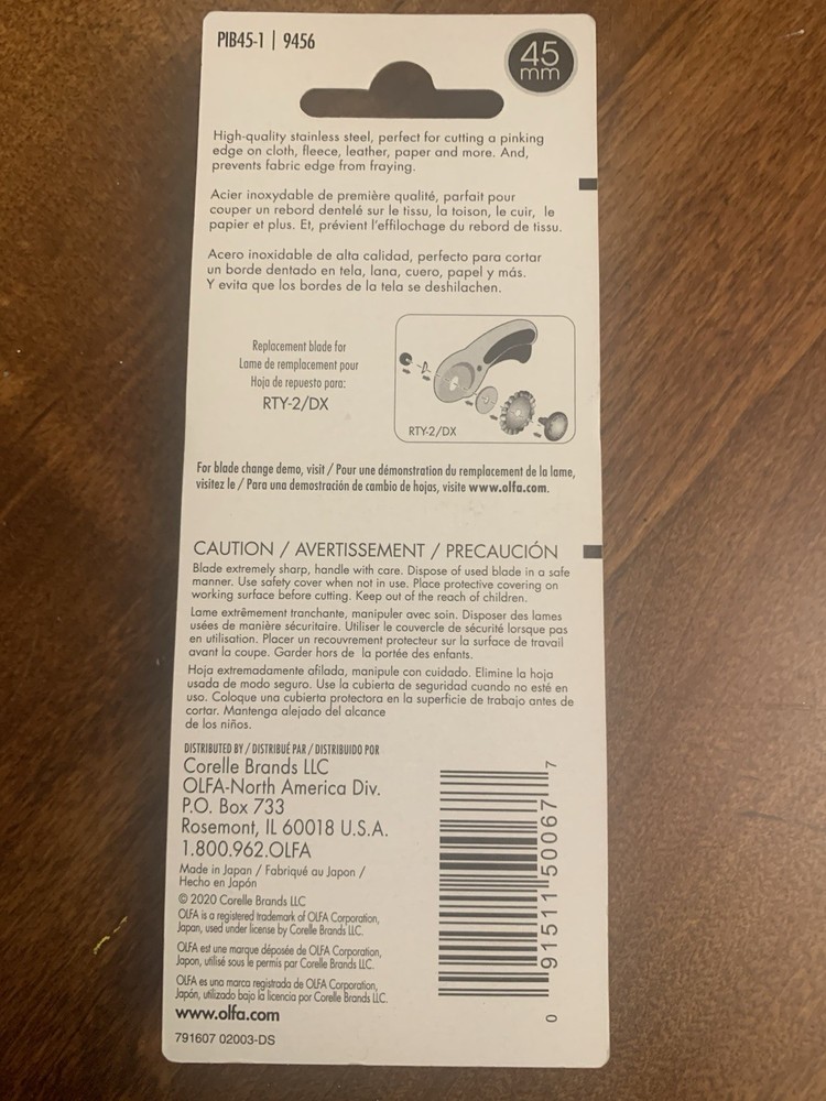 Olfa PIB45-1 Rotary Blade Refill-45mm Pinking 1/Pkg