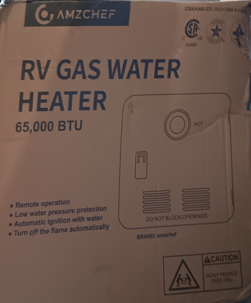 AMZCHEF UL-10RVAMC-BK tankless gas RV water heater, 65,000