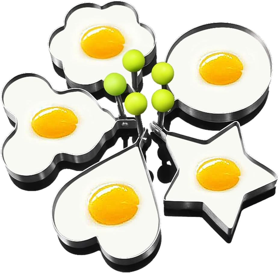 Egg Ring Molds for Cooking 5 Pack Griddle Egg Rings Stainless Steel Egg Cooking