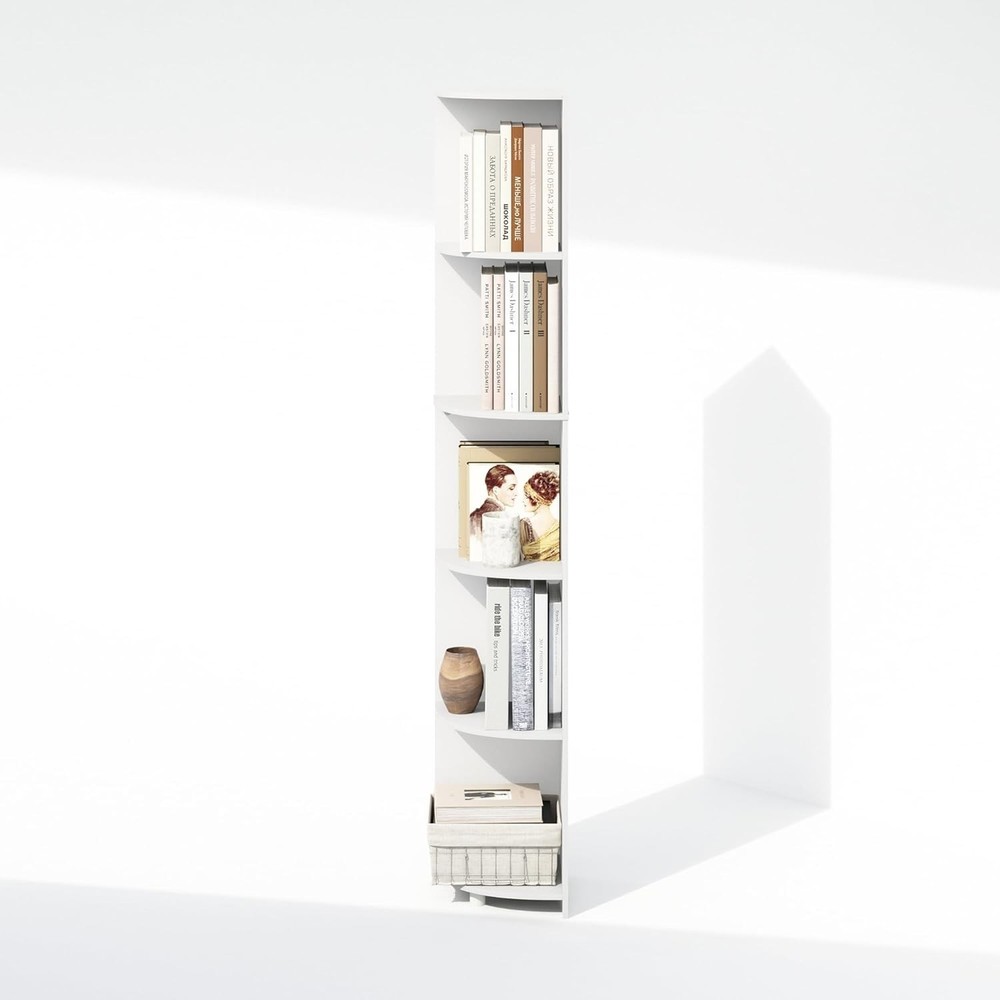 Basic 5-Tier Corner Multipurpose Standing Shelf White