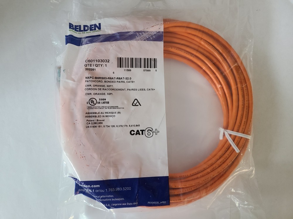 Belden Cat6 Ethernet Patch Cable - 32ft - Orange