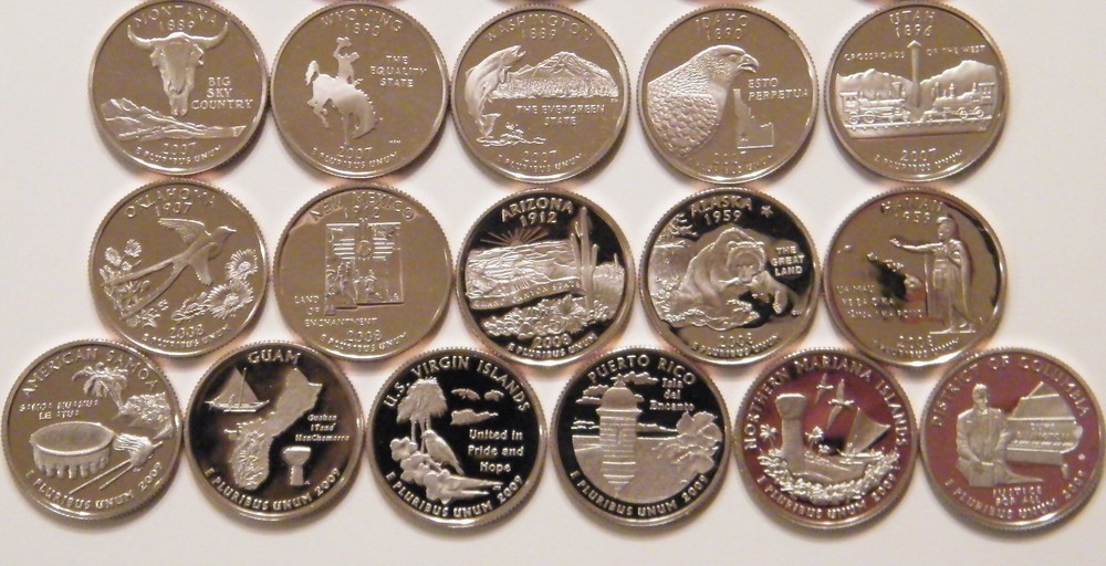 1999-2009 S -State Quarters Clad Proof - Complete 50 Coins & DC Territories set