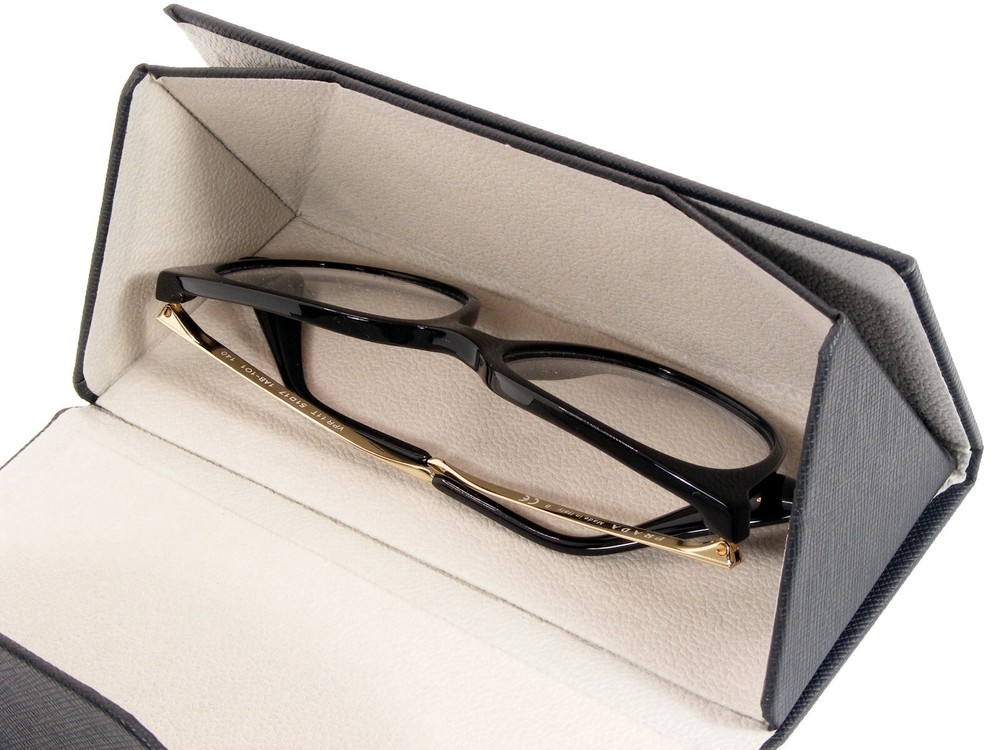 Lot 100 Triangular Foldable Magnetic PU Leather Black Case Eyeglasses Sunglasses
