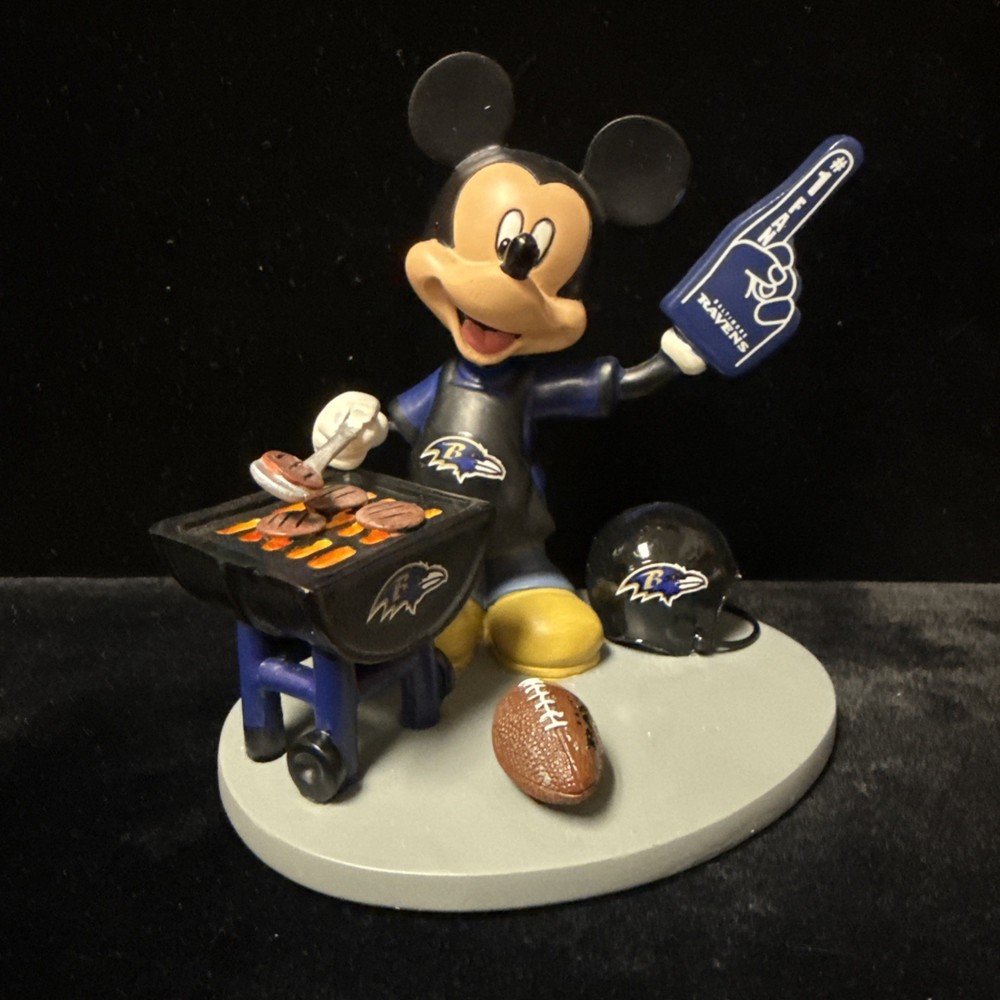 Rare Mickey Mouse Baltimore Ravens Tailgating Hamilton Collection Fired Up 4in