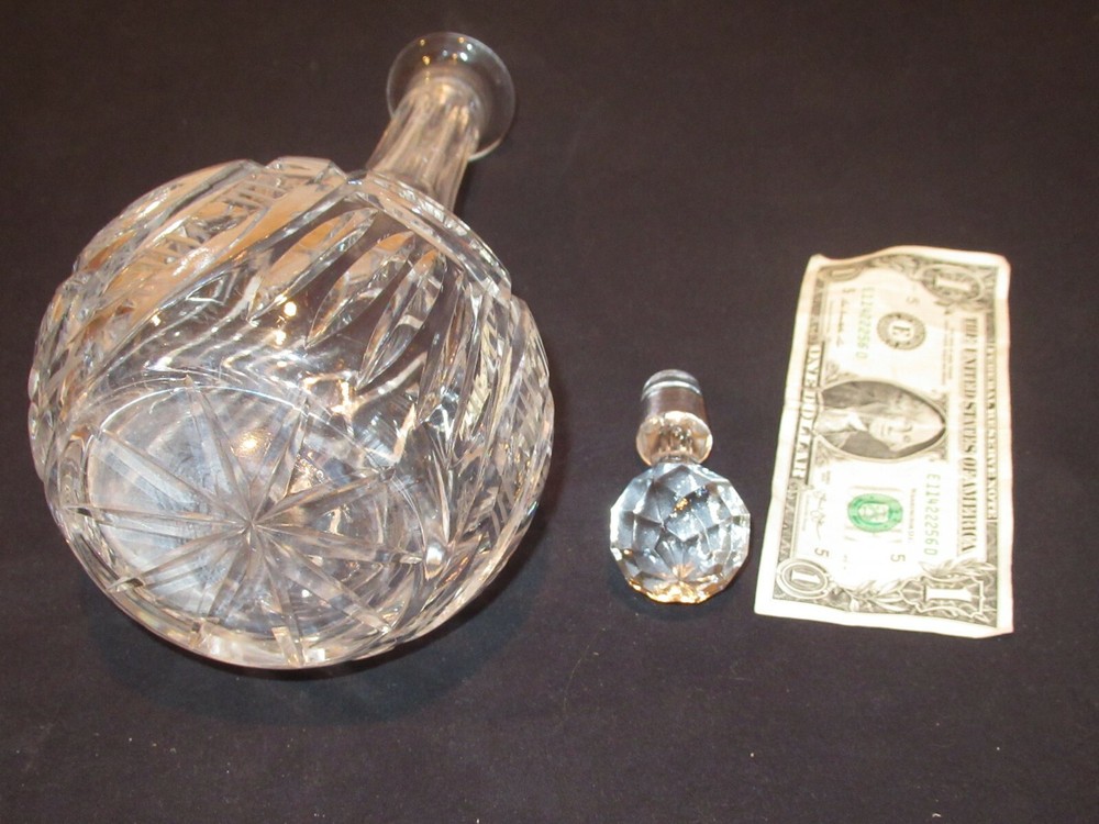 American Brilliant Cut 11” Decanter Drape Pattern by L Straus & Sons Unsigned